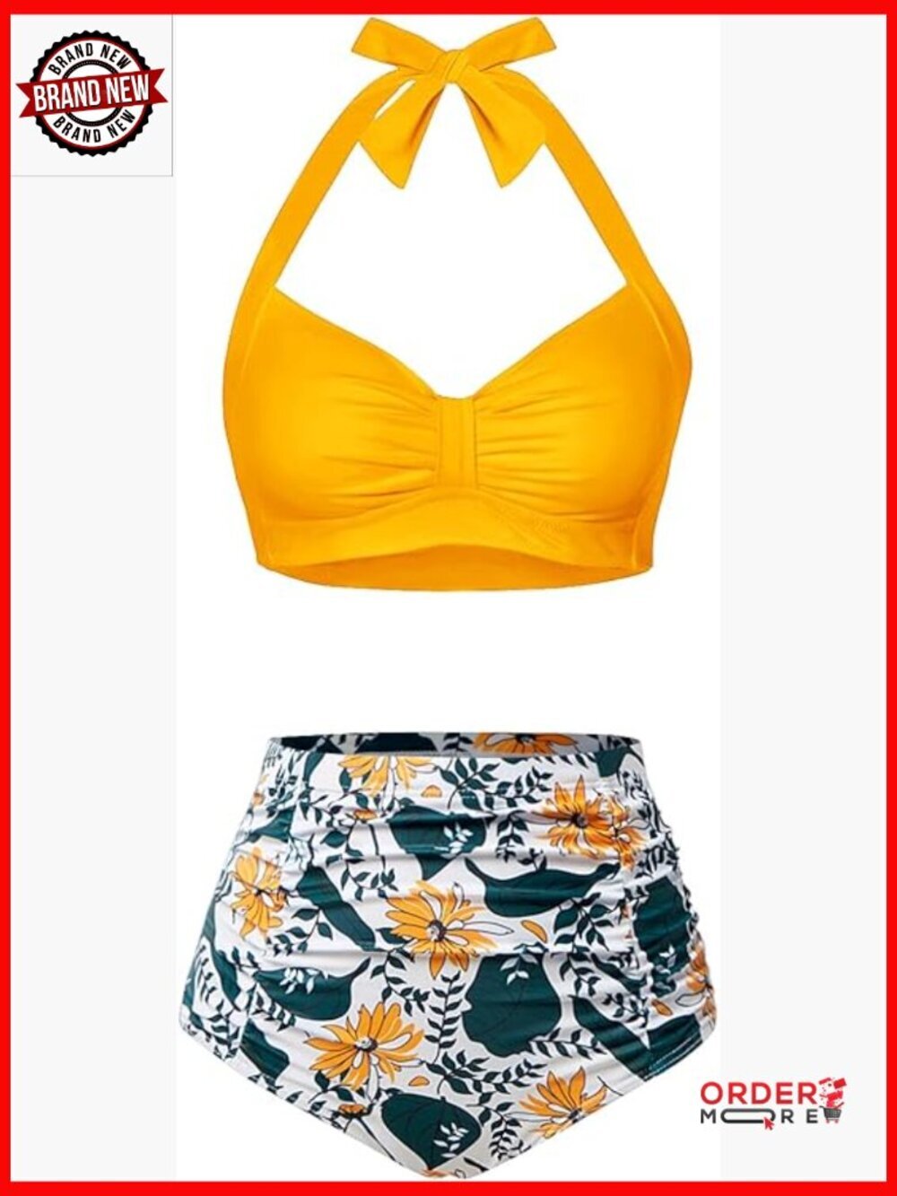 High Waisted Bikini Set Tummy Control Halter Swimwear Two Piece